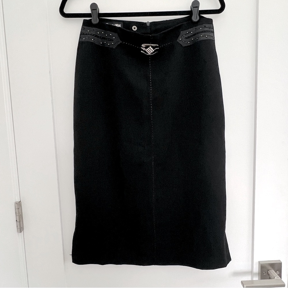 Black Embellished Pencil Skirt